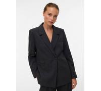 Longblazer VERO MODA "VMBESTIE LS REGULAR BLAZER NOOS", Damen, Gr. 42, grau (dunkelgrau melange), Web, Obermaterial: 94% Polyester, 4% Viskose, 2% Elasthan, unifarben, hüftlang, V-Ausschnitt, Blazer L
