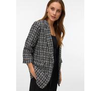 Longblazer VERO MODA "VMFRIDA LS REGULAR BLAZER NOOS", Damen, Gr. 42, grün (schwarz detail:melange boucle), Web, Obermaterial: 63% Polyester, 36% Viskose, 1% Elasthan, meliert, regular fit Po-bedecken