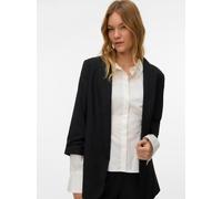 Longblazer VERO MODA "VMHAILEY 3/4 REGULAR BLAZER NOOS", Damen, Gr. 44, schwarz, Web, Obermaterial: 80% Polyester, 20% Viskose, unifarben, Po-bedeckend, tiefer V-Ausschnitt, Blazer Longblazer (2394106
