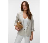 Longblazer VERO MODA "VMROSIE 3/4 LOOSE BLAZER NOOS", Damen, Gr. XL, moonbeam, Web, Obermaterial: 85% Viskose, 15% Leinen, unifarben, regular fit Po-bedeckend, V-Ausschnitt, mit Riegel, Blazer Longbla