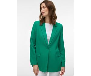 Longblazer VERO MODA "VMZELDA LS LOOSE BLAZER NOOS", Damen, Gr. 38, grün (bosphorus), Web, Obermaterial: 78% Polyester, 18% Viskose, 4% Elasthan, unifarben, loose fit Po-bedeckend, tiefer V-Ausschnitt