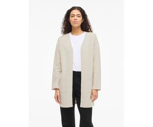 Longblazer VILA "VIGARDEN L/S LONG CARDIGAN - NOOS", Damen, Gr. S, birch, Web, Obermaterial: 70% Baumwolle, 25% Polyester, 5% Elasthan, unifarben, regular fit normal, Blazer Longblazer (64475003-S) bi