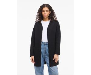 Longblazer VILA "VIGARDEN L/S LONG CARDIGAN - NOOS", Damen, Gr. S, schwarz (schwarz beauty), Web, Obermaterial: 70% Baumwolle, 25% Polyester, 5% Elasthan, unifarben, regular fit normal, Blazer Longbla