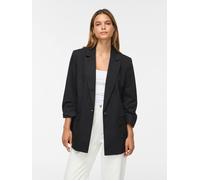 Longblazer VILA "VITILDE 3/4 BLAZER - NOOS", Damen, Gr. 34, schwarz (schwarz beauty), Web, Obermaterial: 81% Polyester, 17% Viskose, 2% Elasthan, unifarben, hüftbedeckend, V-Ausschnitt, Blazer Longbla