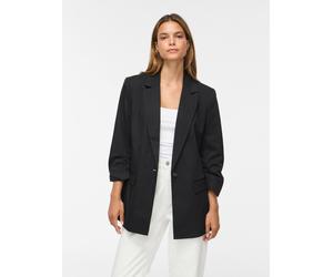 Longblazer VILA "VITILDE 3/4 BLAZER - NOOS", Damen, Gr. 34, schwarz (schwarz beauty), Web, Obermaterial: 81% Polyester, 17% Viskose, 2% Elasthan, unifarben, hüftbedeckend, V-Ausschnitt, Blazer Longbla