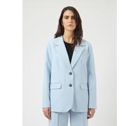 Longblazer Y.A.S "YASREEMAJ LS BLAZER NOOS", Damen, Gr. 36, skyway, Web, Obermaterial: 77% Polyester, 19% Viskose, 4% Elasthan, unifarben, oversize, V-Ausschnitt, Blazer Longblazer (76079446-36) skywa