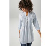 Longbluse ANISTON CASUAL, Damen, Gr. 36, hellblau, Web, Obermaterial: 100% Baumwolle, unifarben, figurumspielend ca. Mitte Oberschenkel, Rundhals, 1-Knopf-Manschette krempelbar, Blusen Longbluse, mit 