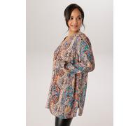 Longbluse ANISTON PLUS, Damen, Gr. 48, bunt, Web, Obermaterial: 100% Viskose, Paisley, lässig geschnitten Po-bedeckend, Blusen Longbluse, mit farbharmonischen Paisleydruck - NEUE KOLLEKTION (68657649-