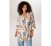 Longbluse ANISTON PLUS, Damen, Gr. 50, bunt (hellgelb, blau, rose, bordeaux, gelb), Web, Obermaterial: 100% Viskose, bedruckt, gemustert, figurumspielend Po-bedeckend, V-Ausschnitt, Blusen Longbluse,