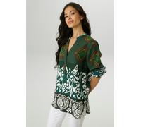 Longbluse ANISTON SELECTED, Damen, Gr. 36, grün, schoko, sanftes weiß, kiwigrün, schwarz, blau, Web, Obermaterial: 100% Viskose, bedruckt, gemustert, lässig geschnitten Po-bedeckend, V-Ausschnitt, 2-K