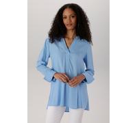 Longbluse ANISTON SELECTED, Damen, Gr. 36, hellblau, Web, Obermaterial: 100% Viskose, unifarben, Basic, lässig geschnitten lang, V-Ausschnitt, lange Manschette, Blusen Longbluse, mit extra-langen Mans