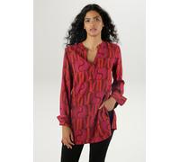 Longbluse ANISTON SELECTED, Damen, Gr. 40, rot (dunkelrot, rot, fuchsia), Web, Obermaterial: 100% Viskose, bedruckt, gemustert, lässig geschnitten Po-bedeckend, V-Ausschnitt, lange Manschette, Blusen 