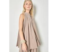 Longbluse APRICOT "Tunika-Oberteil", Damen, Gr. S (36), grau (stein), gewebt, Obermaterial: 87% Viskose CV. 13% Polyester PES., uni, Blusen Longbluse, mit Falten (62046868-36) stein