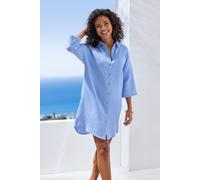 Longbluse BEACHTIME BY LASCANA, Damen, Gr. 38, blau, Web, Obermaterial: 100% Baumwolle, unifarben, figurumspielend ca. Mitte Oberschenkel, Blusen Longbluse, lange Hemdbluse aus Musselinware (22013834-