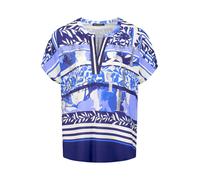 Longbluse BETTY BARCLAY "Damen mit Aufdruck", Damen, Gr. 38, blau, weiß, Obermaterial: 100% Viskose, gerade normal, Blusen Longbluse (60612141-38) blau, weiß