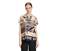 Betty Barclay Damen Longbluse mit Stehkragen 38, Beige/Schwarz