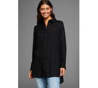 Longbluse BOYSEN'S, Damen, Gr. 38 (S), schwarz, Web, Obermaterial: 100% Viskose, unifarben, feminin, figurumspielend hüftbedeckend, Langarm 1-Knopf-Manschette, Blusen Longbluse Hemdbluse Bluse, mit ti