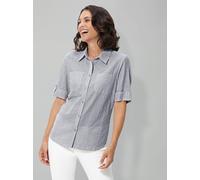 Longbluse CASUAL LOOKS, Damen, Gr. 40, blau (marine, gestreift), 100% Baumwolle, gemustert, gestreift, Blusen Longbluse (85301923-40) marine, gestreift