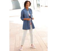 Longbluse CASUAL LOOKS, Damen, Gr. 42, blau (blau, bleached), 100% Baumwolle, unifarben, Blusen Longbluse (20726954-42) blau, bleached