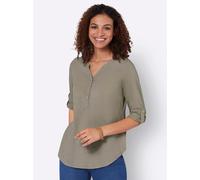 Longbluse CASUAL LOOKS, Damen, Gr. 46, braun (schlamm), 100% Viskose, unifarben, V-Ausschnitt, Blusen Longbluse (75371255-46) schlamm