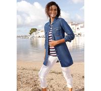 Longbluse CASUAL LOOKS, Damen, Gr. 54, blau (dunkelblau), 100% Baumwolle, unifarben, Blusen Longbluse (43086431-54) dunkelblau