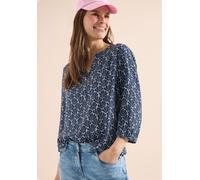 Longbluse CECIL, Damen, Gr. L (42), universal blau, Stoff, 95% Viskose, 5% Metallfasern, gemustert, klassisch normal, Rundhals, elastischer Bund, Blusen Longbluse, mit geschlitztem Rundhalsausschnitt