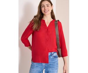 Longbluse CECIL, Damen, Gr. XL (44), fresh rot, Web, 55% Leinen, 45% Viskose, unifarben, klassisch normal, Rundhals, Bündchen, Blusen Longbluse, mit 3/4 Ärmeln (53774904-XL) fresh rot