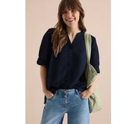 Longbluse CECIL, Damen, Gr. XS (36), universal blau, Web, 55% Leinen, 45% Viskose, unifarben, klassisch normal, Rundhals, Bündchen, Blusen Longbluse, mit 3/4 Ärmeln (68089216-XS) universal blau