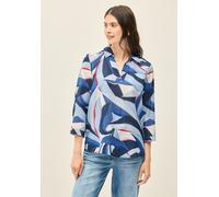 Longbluse CECIL, Damen, Gr. XXL (46), blau (urban navy blau), Stoff, 67% Viskose, 33% Baumwolle, mehrfarbig, normal lang, V-Ausschnitt, Manschette, Blusen Longbluse, im Multicolour Look (71731718-XXL)