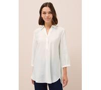 Longbluse CECIL, Damen, Gr. XXL (46), weiß (vanilleweiß), Stoff, 84% Modal, 16% Polyester, unifarben, normal lang, V-Ausschnitt, Bündchen, Blusen Longbluse, mit 3/4 Ärmeln (23051400-XXL) vanilleweiß