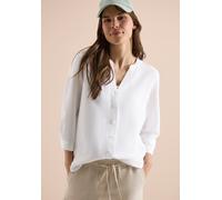 Longbluse CECIL, Damen, Gr. XXL (46), weiß, Web, 55% Leinen, 45% Viskose, unifarben, klassisch normal, Rundhals, Bündchen, Blusen Longbluse, mit 3/4 Ärmeln (45368605-XXL) weiß