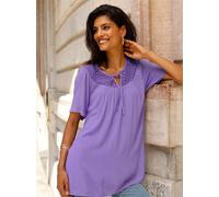 Longbluse CLASSIC BASICS, Damen, Gr. 40, lila (lavendel), 100% Viskose, unifarben, Rundhals, Blusen Longbluse (32954862-40) lavendel