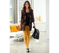 Longbluse CLASSIC BASICS, Damen, Gr. 42, gelb (schwarz, ocker, bedruckt), 100% Polyester, Paisley, gemustert, mehrfarbig, Blusen Longbluse (84155111-42) schwarz, ocker, bedruckt