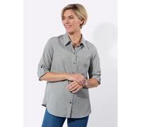 Longbluse CLASSIC BASICS, Damen, Gr. 42, grau (khaki, weiß, kariert), 50% Baumwolle, 50% Polyester, gemustert, kariert, Blusen Longbluse (97186314-42) khaki, weiß, kariert