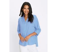 Longbluse CLASSIC BASICS, Damen, Gr. 42, weiß, hellblau, gestreift, 100% Polyester, gemustert, gestreift, mehrfarbig, Blusen Longbluse (78499638-42) weiß, hellblau, gestreift
