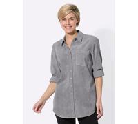 Longbluse CLASSIC BASICS, Damen, Gr. 44, grau (steingrau), 82% Polyester, 15% Polyamid, 3% Elasthan, unifarben, Blusen Longbluse (29443819-44) steingrau