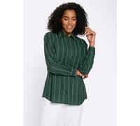 Longbluse CLASSIC BASICS, Damen, Gr. 48, grün (moos, ecru, gestreift), 100% Baumwolle, gemustert, gestreift, mehrfarbig, Blusen Longbluse (58090504-48) moos, ecru, gestreift