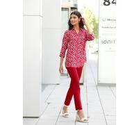 Longbluse CLASSIC BASICS, Damen, Gr. 48, rot (weiß, rot, gemustert), 100% Viskose, bedruckt, gemustert, mehrfarbig, V-Ausschnitt, Blusen Longbluse (65787964-48) weiß, rot, gemustert