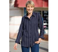 Longbluse CLASSIC BASICS, Damen, Gr. 50, blau (marine, ecru, gestreift), 100% Baumwolle, gemustert, gestreift, mehrfarbig, Blusen Longbluse (37471426-50) marine, ecru, gestreift