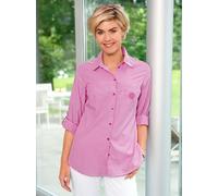Longbluse CLASSIC BASICS, Damen, Gr. 50, rosa (fuchsia, weiß, kariert), 50% Baumwolle, 50% Polyester, gemustert, kariert, Blusen Longbluse (99703848-50) fuchsia, weiß, kariert