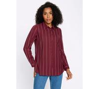 Longbluse CLASSIC BASICS, Damen, Gr. 54, rot (dunkelrot, ecru, gestreift), 100% Baumwolle, gemustert, gestreift, mehrfarbig, Blusen Longbluse (84612617-54) dunkelrot, ecru, gestreift