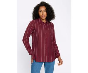 Longbluse CLASSIC BASICS, Damen, Gr. 54, rot (dunkelrot, ecru, gestreift), 100% Baumwolle, gemustert, gestreift, mehrfarbig, Blusen Longbluse (84612617-54) dunkelrot, ecru, gestreift