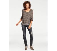 Longbluse, Damen, Gr. 40, grau (taupe, braun), 100% Polyester, RICK CARDONA BY HEINE, bedruckt, gemustert, Rundhals, Blusen Longbluse (90655722-40) taupe, braun