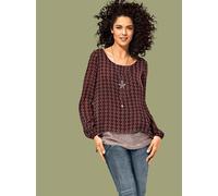 Longbluse, Damen, Gr. 40, rot (rot, schwarz), 100% Polyester, RICK CARDONA BY HEINE, bedruckt, gemustert, Rundhals, Blusen Longbluse (81022358-40) rot, schwarz