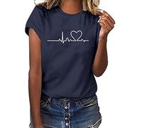 Longbluse Damen Lässig für Leggings Sommer Weißes Tshirt Blusen & Tuniken für Damen Sommerlich Kurzarm T-Shirt Oberteile Bluse mit Aufdruck Bunte Blumen Party Rundhals Tee Tops Pullover Shirt Tunika