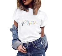 Longbluse Damen Lässig für Leggings Sommer Weißes Tshirt Blusen & Tuniken für Damen Sommerlich Kurzarm T-Shirt Oberteile Bluse mit Aufdruck Bunte Blumen Party Rundhals Tee Tops Pullover Shirt Tunika