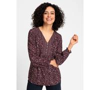 Longbluse INSPIRATIONEN, Damen, Gr. 44, bunt (burgund, mauve, bedruckt), 100% Viskose, gemustert, mehrfarbig, V-Ausschnitt, Blusen Longbluse (85352013-44) burgund, mauve, bedruckt