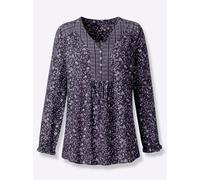 Longbluse INSPIRATIONEN, Damen, Gr. 54, bunt (marine, mauve, bedruckt), 100% Viskose, gemustert, mehrfarbig, V-Ausschnitt, Blusen Longbluse (67595864-54) marine, mauve, bedruckt