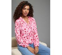 Longbluse LAURA SCOTT, Damen, Gr. 40, rosa (pink, gemustert), Web, Obermaterial: 100% Viskose, gemustert, hüftbedeckend, V-Ausschnitt, elastischer Bund, Blusen Longbluse, mit Kontrasttape - NEUE KOLLE