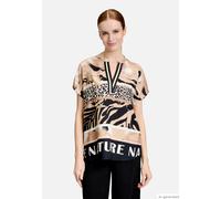 Betty Barclay Damen Longbluse mit Stehkragen 36, Beige/Schwarz